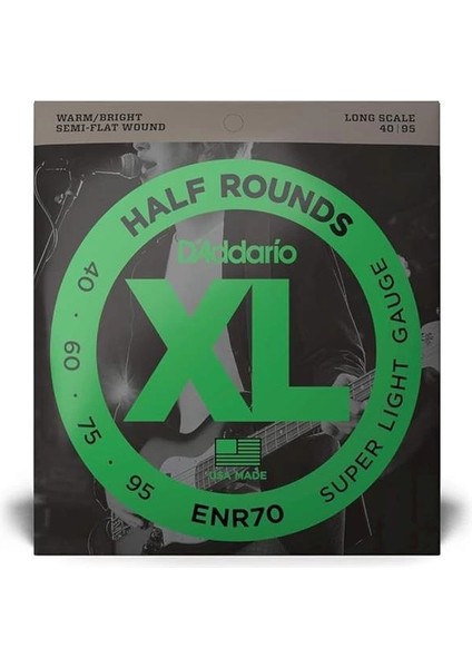 D'addario ENR70 Bass Xl Nickel Saitensatz 0,10 cm - 0,24 cm (.040 - .095 Zoll) fiyatları