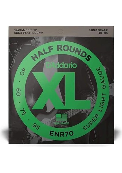 D'addario ENR70 Bass Xl Nickel Saitensatz 0,10 cm - 0,24 cm (.040 - .095 Zoll)