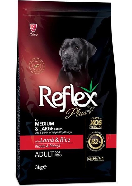 Plus Orta Büyük Irk Kuzu Yetişkin Köpek Maması 3 kg