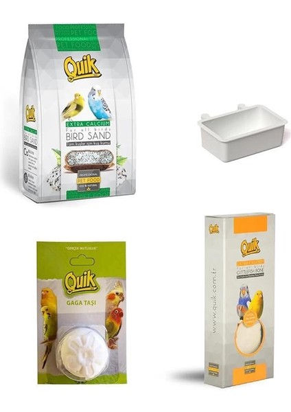 Quik Kalamar Kemiği + Gaga Taşı + Kuş Kumu + Kumluk