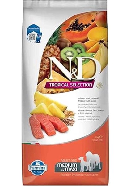 N&d Tropical Selection Somonlu ve Tropikal Meyveli Orta ve Büyük Irk Yetişkin Köpek Maması 10 kg fiyatları