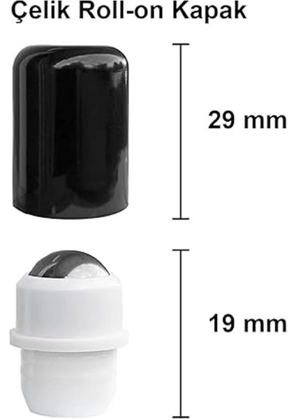 20 ml Çelik Roll On Şişesi 20 cc Sızdırmaz Siyah Kapaklı Cam Şişe 2 Adet (Amber, 20) indirimleri