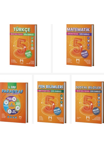 Mozaik 5. Sınıf Tüm Dersler Soru Bankası Seti 5 Kitap Mozaik Yayı