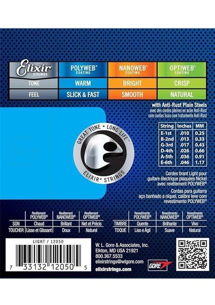 10-46 Polyweb Light Elektro Gitar Teli 12050 modelleri