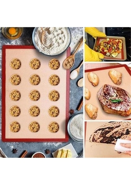 Silikon Pişirme Matı, Yıkanabilir Yanmaz Pastacılık Fırın Matı - Isıya Dayanıklı, Çok