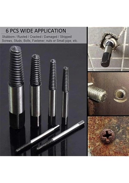 ® 6'lı Profesyonel Vida Çıkarma Seti Kırık Civata Kılavuz Çıkarıcı Hasarlı Dönmeyen Sıkışmış fırsatları