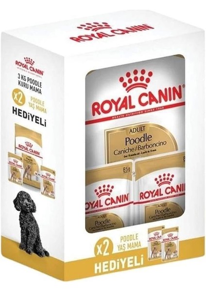 Poodle Yetişkin Köpek Maması 3 kg 2 Adet Yaş Mama Hediyeli