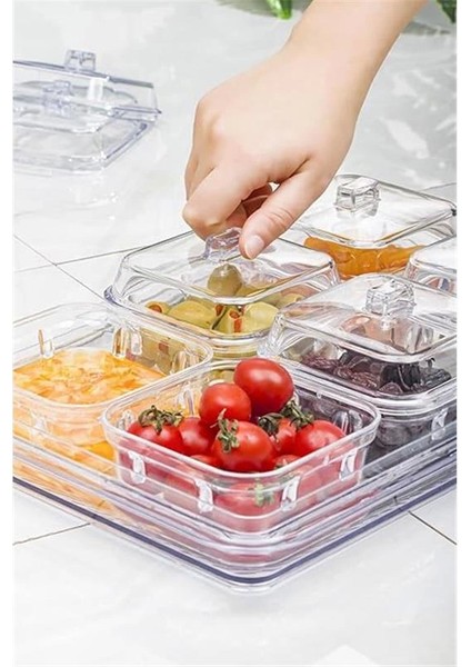 Akrilik Şeffaf 6’lı Kapaklı Kahvaltılık Kahvaltı Seti & Saklama Kabı (Cam DEĞILDIR)-1825 modelleri