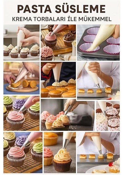 Busstier 50 Adet Tek Kullanımlık Krema Sıkma Torbası - Profesyonel Pasta ve Tatlı Süsleme Için modelleri