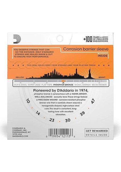 D'addario EJ15 Akustik Gitar Tel Seti, Phosphor-Bronze, Extra Lig fiyatları