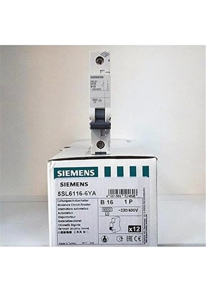 B Tip 16 Amper 6ka Otomatik Sigorta 5SL6116 6ya Yeni Seri B1X16A B16