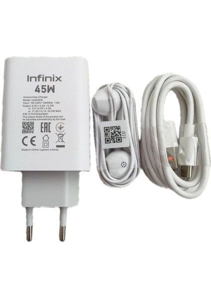 Orijinal 45 W Infinix Şarj Type C Girişli Tüm Cihazları Destekler+Infinix Orijinal Kulaklık