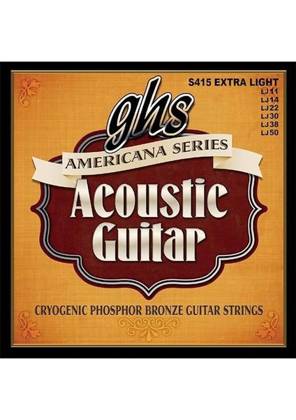Americana Fosfor Bronz Akustik Teller - S415 Set - Ekstra Işık Ölçer (011-050)