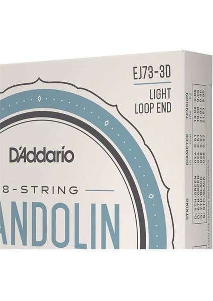 D'addario EJ73 Mandolin, Fosfor Bronz, Hafif Gerilim, 10-38, 3 Set fırsatları