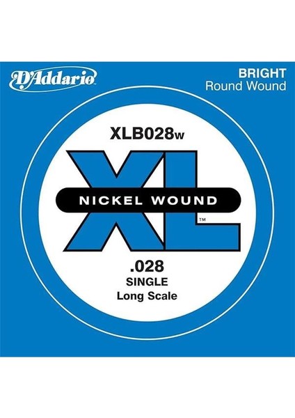 D'addario XLB028W Bas Gitar Tek Tel, (Do), Xl Nickel Wound, 0.028 Ga