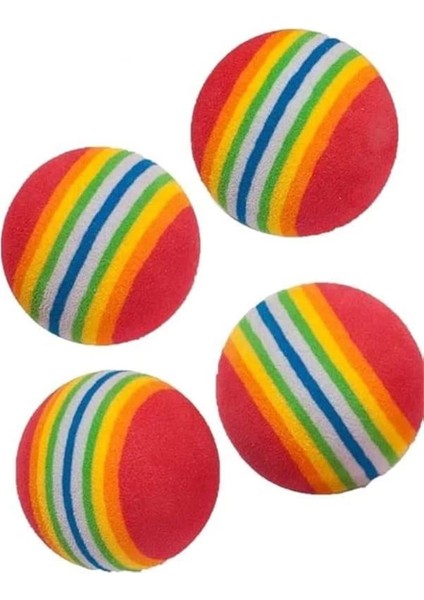 Gökkuşağı Sünger Kedi Köpek Çiğneme Oyun Topu Diş Çıkarma Interaktif Oyuncak 4,2 cm 4