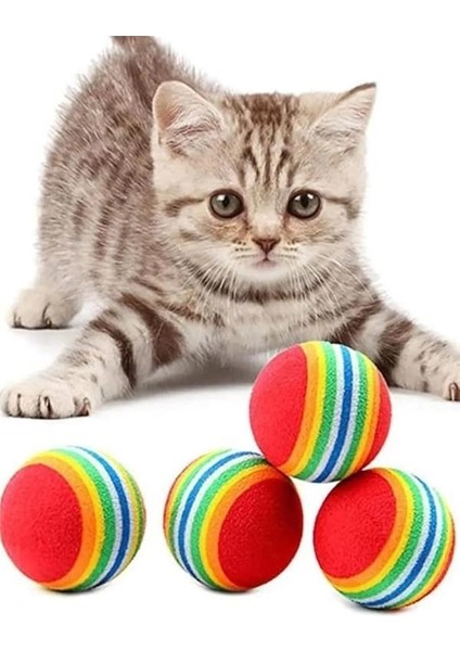 Gökkuşağı Sünger Kedi Köpek Çiğneme Oyun Topu Diş Çıkarma Interaktif Oyuncak 4,2 cm 4 fırsatları