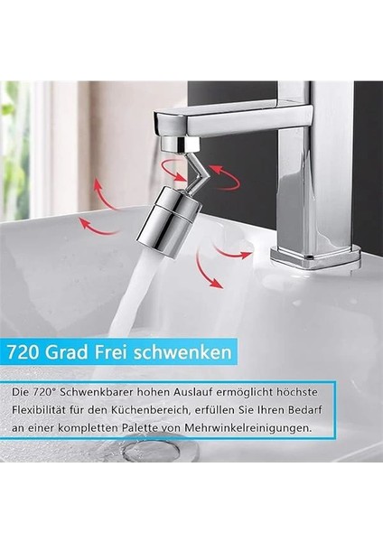 720 Derece Döndürülebilir Musluk Akış Regülatörü, Musluk Havalandırıcı Evye Bataryası Krom modelleri