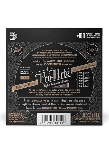 D'addario EJ43 Pro-Arte Naylon Teller, Klasik Gitar Için, Hafif Gerilim, 3 Set fiyatları