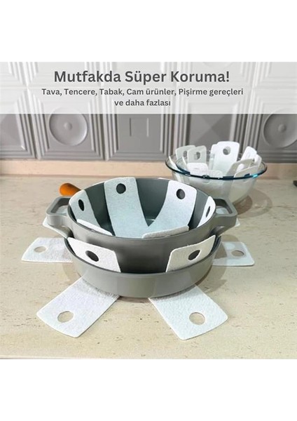 Beylini 12 Adet Tencere Tava Koruyucu Düzenleyici Çizilme Önleyici Set (Beyaz) fiyatları