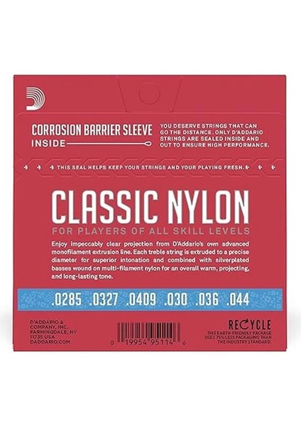 D'addario EJ27H Klasik Gitar Tel Seti (4/4), Silverplated Wound, C