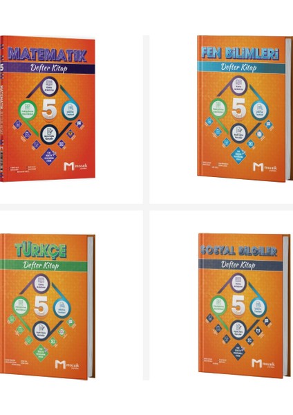 Mozaik 5. Sınıf Tüm Dersler Defter Kitap Seti 4 Kitap Mozaik Yayı