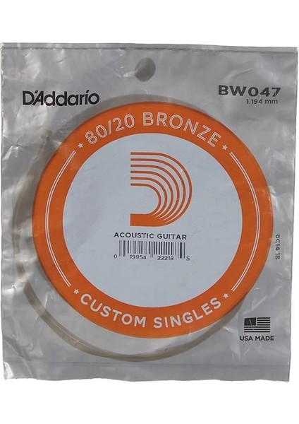D'addario BW047 Akustik Tek Tel, 80/20 Bronze Wound, 047, (Mi) Pak
