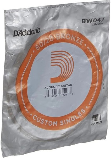 D'addario BW047 Akustik Tek Tel, 80/20 Bronze Wound, 047, (Mi) Pak fiyatları