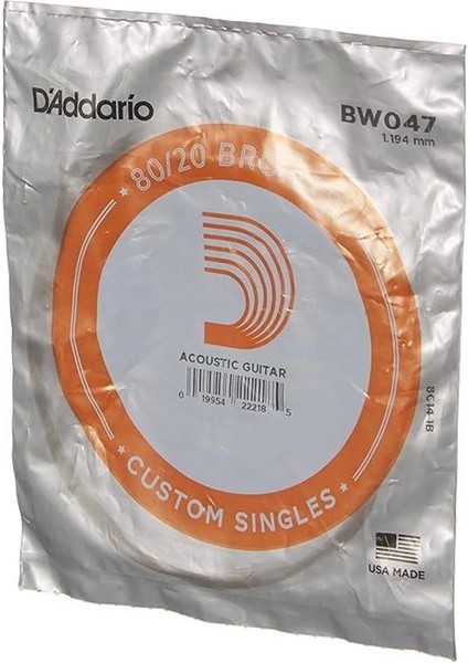 D'addario BW047 Akustik Tek Tel, 80/20 Bronze Wound, 047, (Mi) Pak modelleri