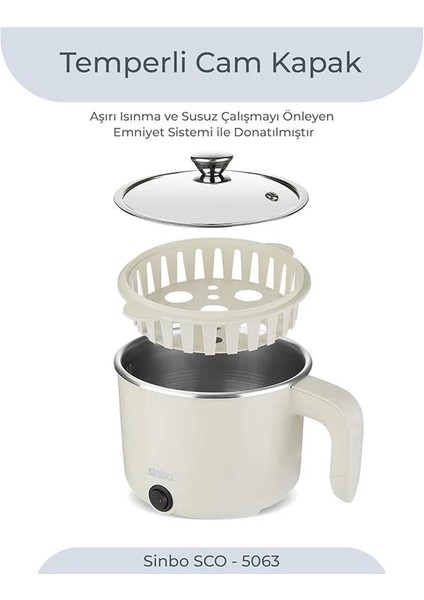 SCO-5063 Çok Fonksiyonlu Buharlı Pişirici – 1 Litre Kapasite, Paslanmaz Gizli Rezistans indirimleri
