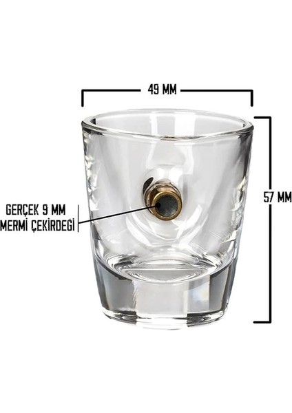 9mm Mermili Shot Tekila Likör Özel Bardağı 4'lü Set Mermi Çekirdeği Hediye Seti modelleri