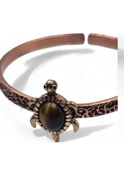 Kaplangözü Doğal Taşlı Kaplumbağa Figürlü Saf Bakır Otantik Bilezik Doğal Taş modelleri