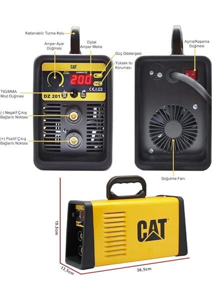 DZ201 200 Amper Tıg Lıft/mma Çanta Tipi Profesyonel Dijital Inverter Kaynak Makinesi