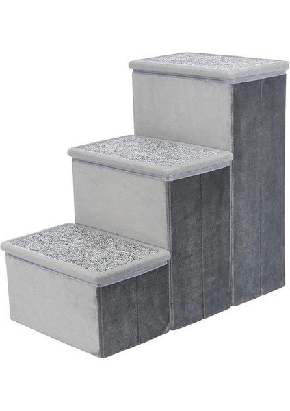 Trıxıe Velur 3 Basamaklı Evcil Hayvan Merdiveni, Saklamalı, Katlanabilir, Evcil Hayvan Oyuncakları