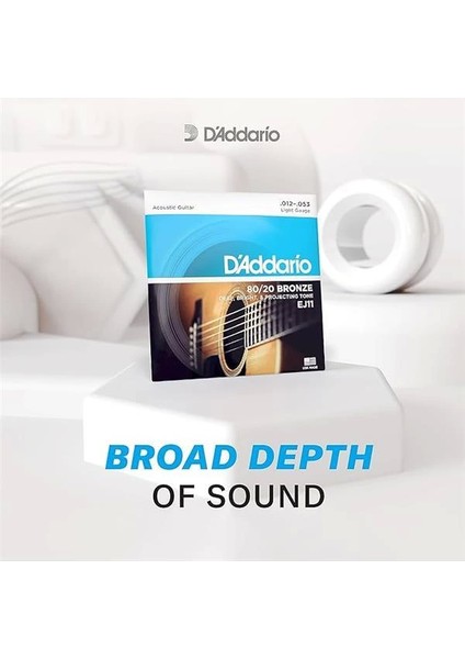 D'addario EJ10 Akustik Gitar Tel Seti, 80/20 Bronze, Extra Light modelleri