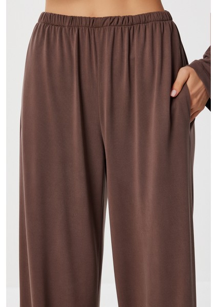 Basic Yumuşak Modal Alt-Üst Takım LUB0244 Kahverengi indirimleri