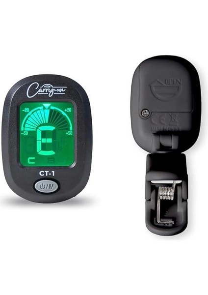 Carry-On Ct-1 Kromatik Akort Cihazı, Gitar, Bas, Ukulele C Için, Döner LCD Ekranlı, Siyah