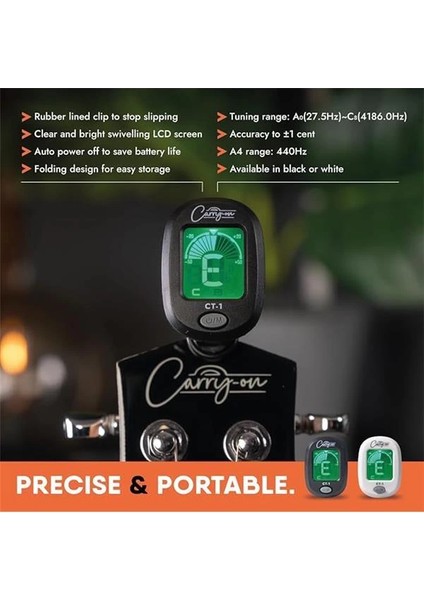 Carry-On Ct-1 Kromatik Akort Cihazı, Gitar, Bas, Ukulele C Için, Döner LCD Ekranlı, Siyah fırsatları