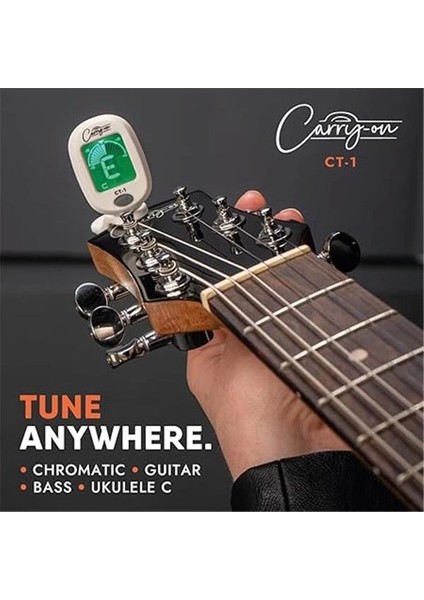 Carry-On Ct-1 Kromatik Akort Cihazı, Gitar, Bas, Ukulele C Için, Döner LCD Ekranlı, Siyah