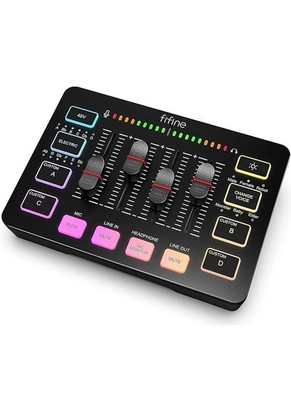 Oyun Ses Mikseri, Xlr Mikrofon Arayüzü ile Akış Rgb Pc Mikser, Bireysel Kontrol, Ses Fader