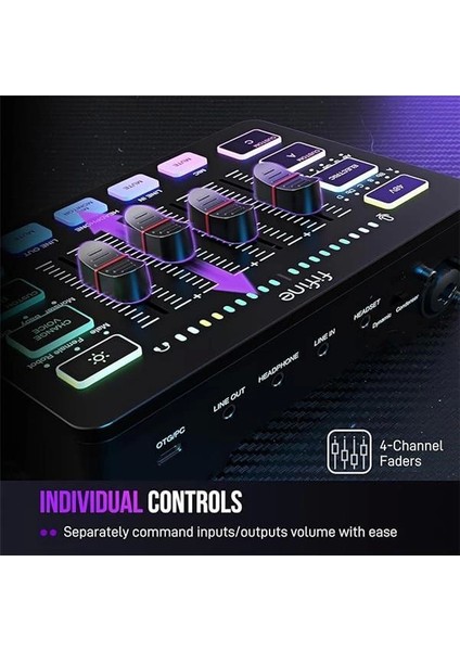 Oyun Ses Mikseri, Xlr Mikrofon Arayüzü ile Akış Rgb Pc Mikser, Bireysel Kontrol, Ses Fader modelleri