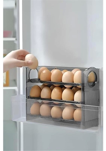 3 Katlı Yumurtalık Buzdolabı Organizeri Saklama Kabı 30 Bölmeli Raflı Yumurta Kutusu Düzenleyici (1 modelleri