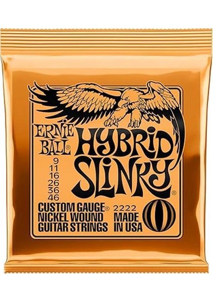 Hybrid Slinky Nickel Wound Electric Guitar Strings - 9-46 Gauge fırsatları