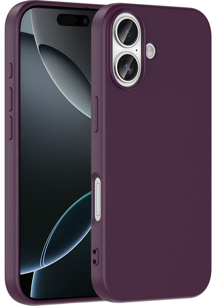 Caseworld Apple iPhone 17 ile Uyumlu Kapak Içi Kadife Lüx Lansman Silikon Kılıf - Mürdüm