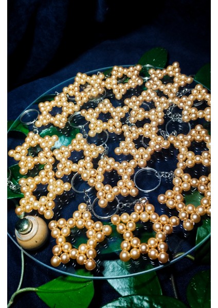 15 Adet Uzun Zincirli Inci Yıldız Anahtarlık-Yeni Doğan-Mevlid-Sünnet Hediyesi-Doğum Günü modelleri