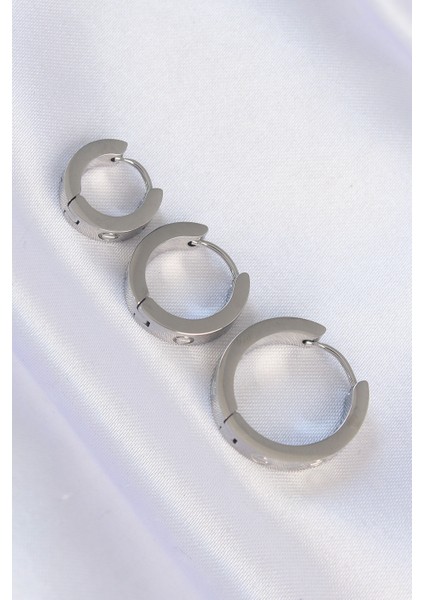 316L Çelik Gümüş Renk Model 3lü Halka Küpe - Lisinya fiyatları