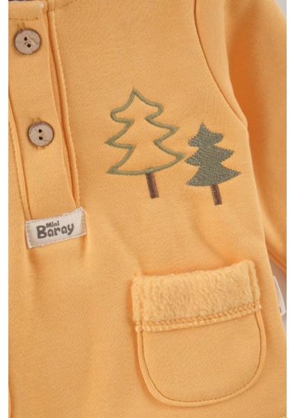 Erkek Bebek Çam Ağaç Nakışlı Kapüşonlu Kanguru Alt Üst Takım (9-12-18 Ay) fiyatları