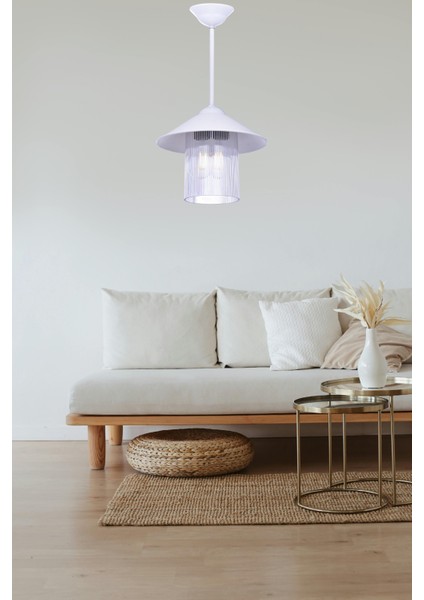 Fötr Tekli Modern Camlı Sarkıt Avize – Beyaz, Şeffaf Cam ve Dekoratif Tasarım modelleri