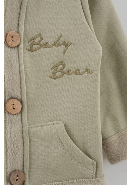 Erkek Bebek Çam Ağaç Nakışlı Hırka Tişört Pantlon 3'lü Takım (9-12-18 Ay) modelleri