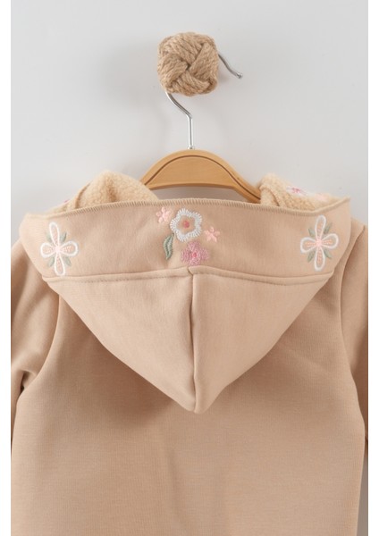 Kız Bebek Çiçek Nakışlı Kapüşonlu Kanguru Model Eşofman Takım (9-12-18 Ay) fiyatları
